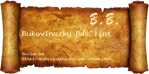 Bukovinszky Bálint névjegykártya